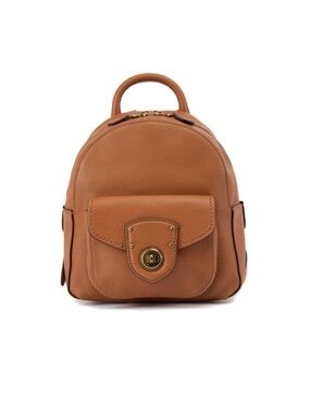 Ralph Lauren Pebbled Leather Mini Backpack in Tan